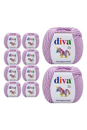10'lu Paket Diva Amigurumi %49 Pamuk Bebek ve Amigurumi İpi Leylak